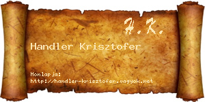 Handler Krisztofer névjegykártya